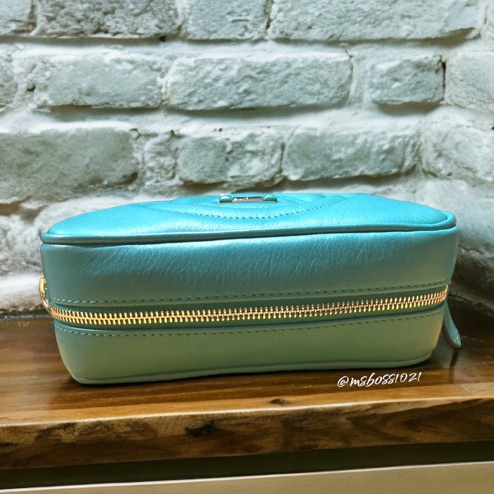 Mario Valentino Mia Leather Crossbody in Peacock Green NWT - Picture 4 of 7